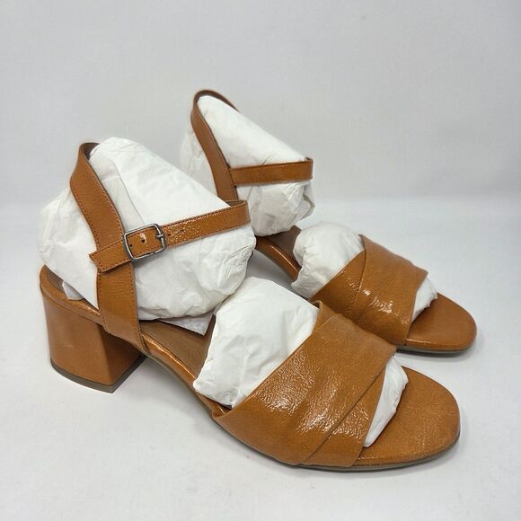 Miz Mooz Bela Ankle Strap Heel Sandals Tangerine Patent Leather EU 41 US 9.5-10 - Picture 3 of 4